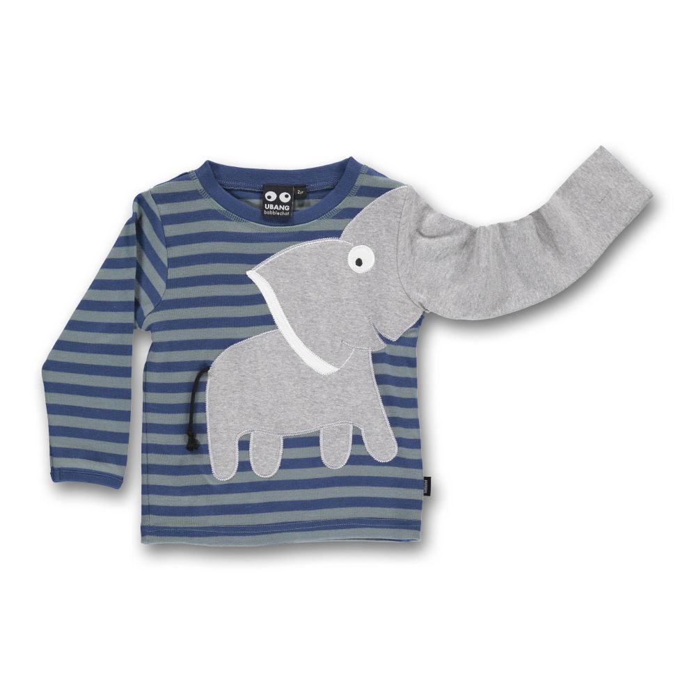Ubang babblechat elephant tee Longsleeve Elefant Shirt indigo stripe ~NEU 